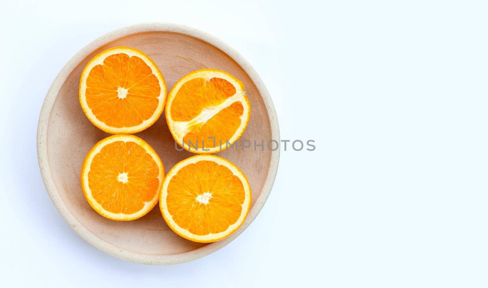 High vitamin C, Juicy and sweet. Fresh orange fruit on white background.