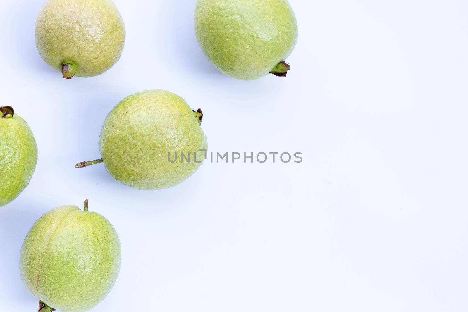 Fresh guava on white background.