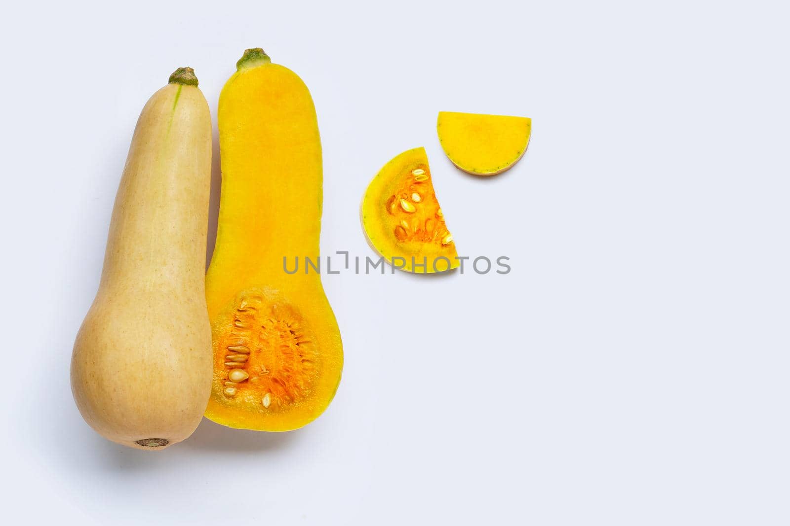 Butternut squash on white background.