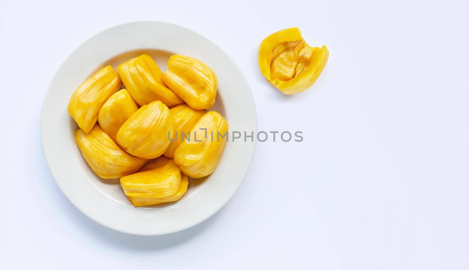 Ripe Jackfruit isolated on white background.