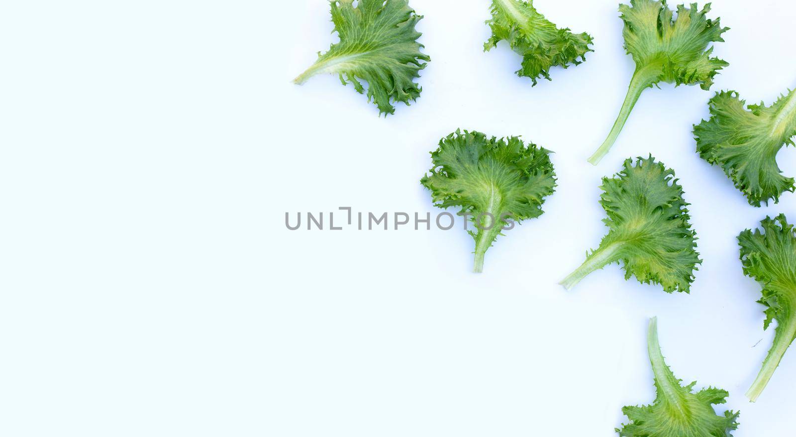 Fresh frillice iceberg lettuce on white background.