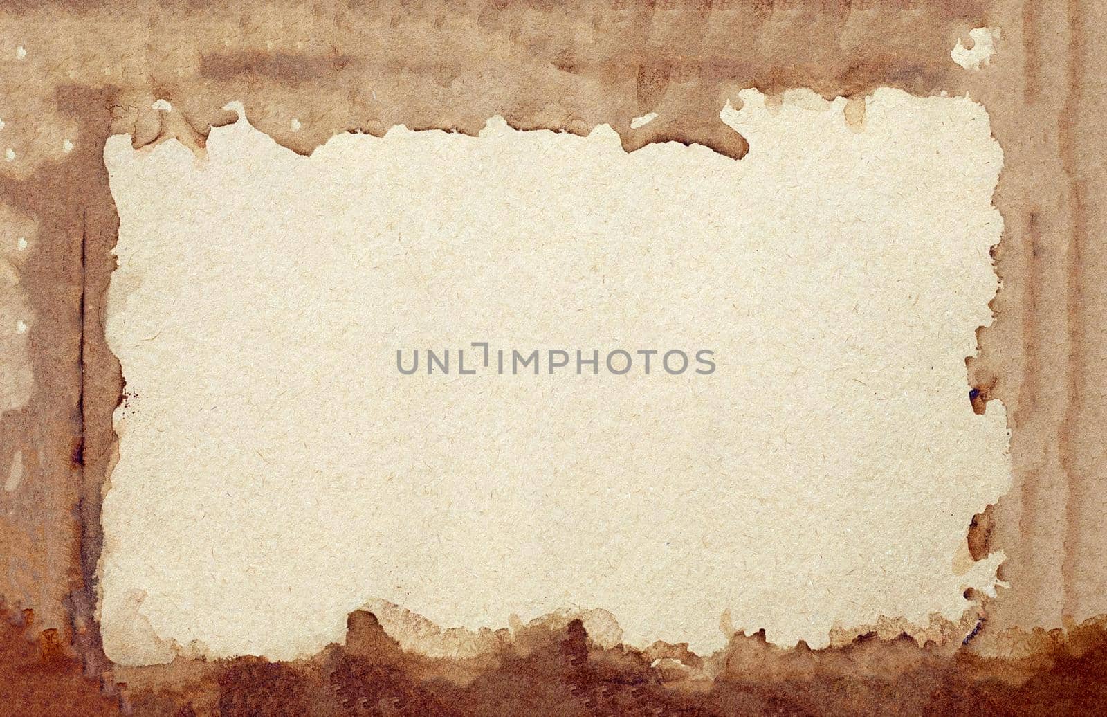 Old brown paper grunge background. Abstract frame liquid coffee color texture.