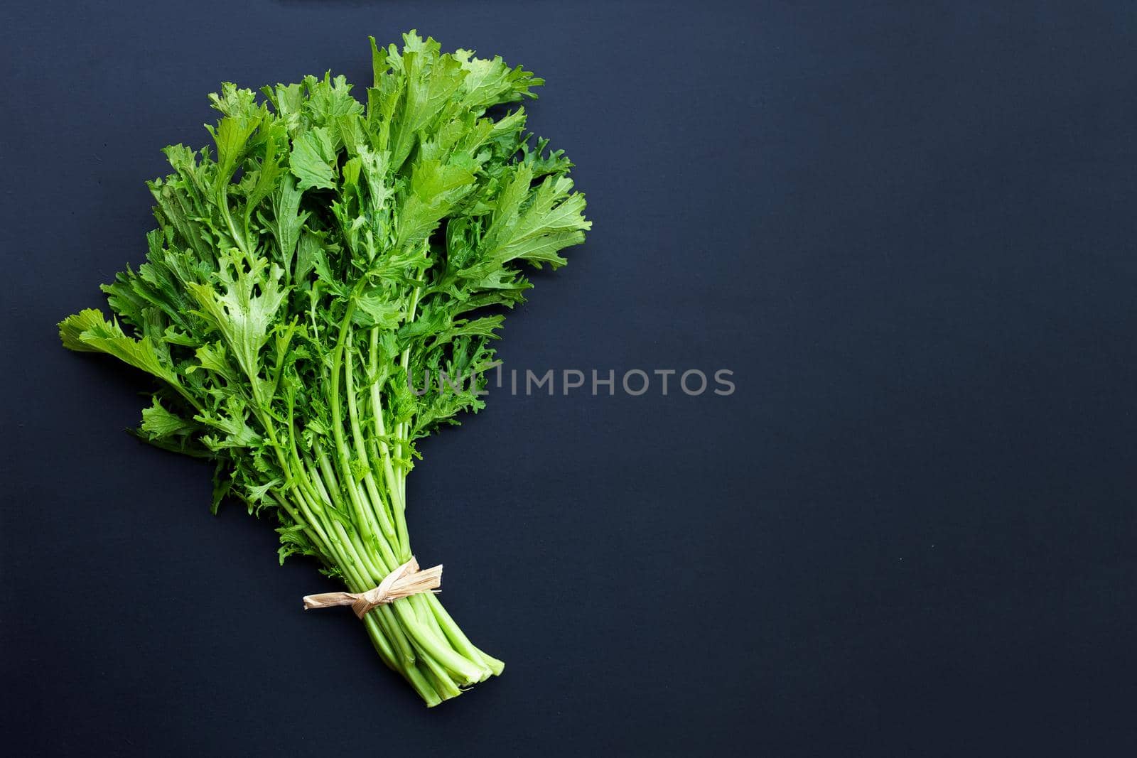 Mustard Green on dark background.