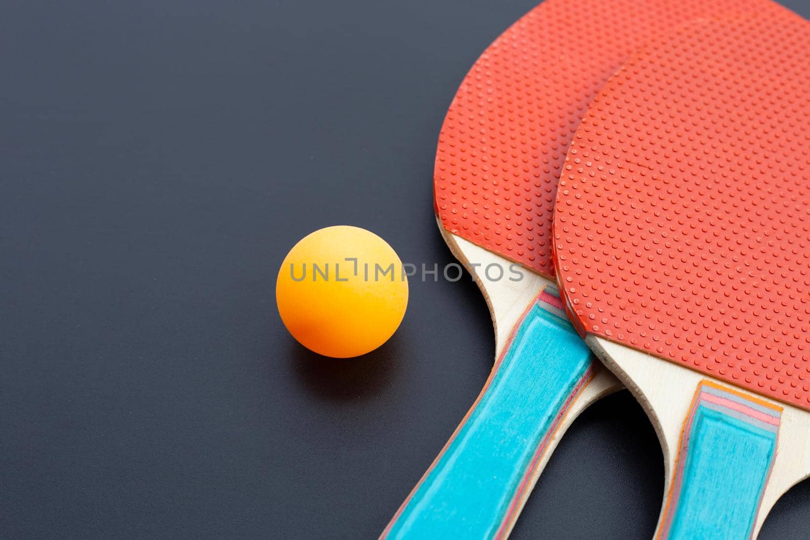 Table tennis equipment racket and ball. Sport for health concept