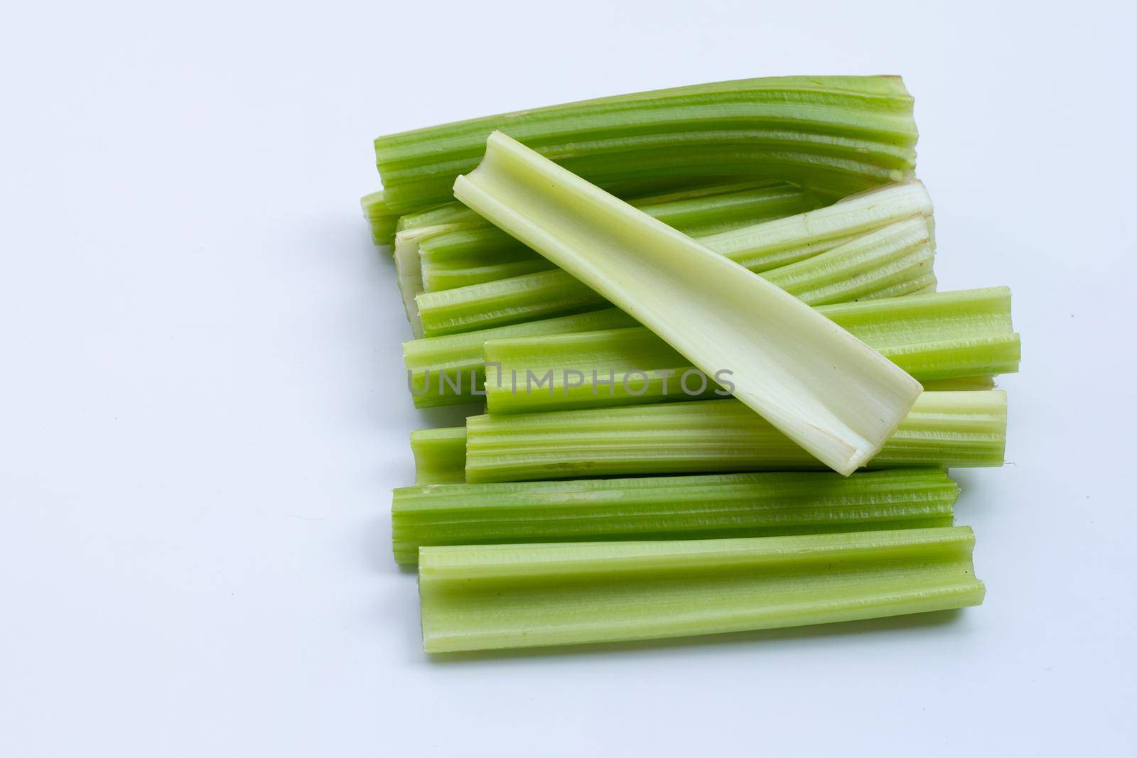 Fresh celery on white background.