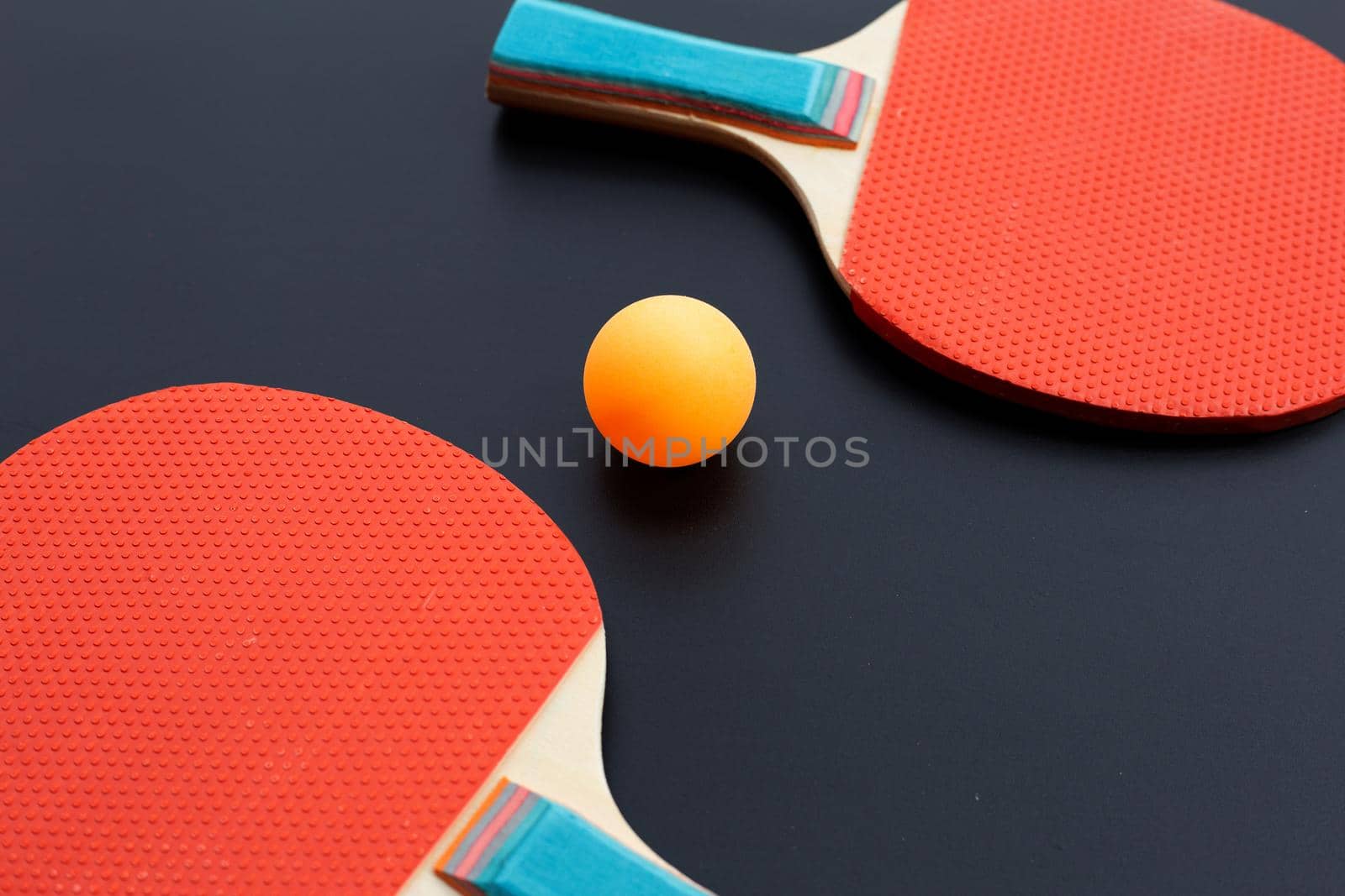 Table tennis equipment racket and ball. Sport for health concept