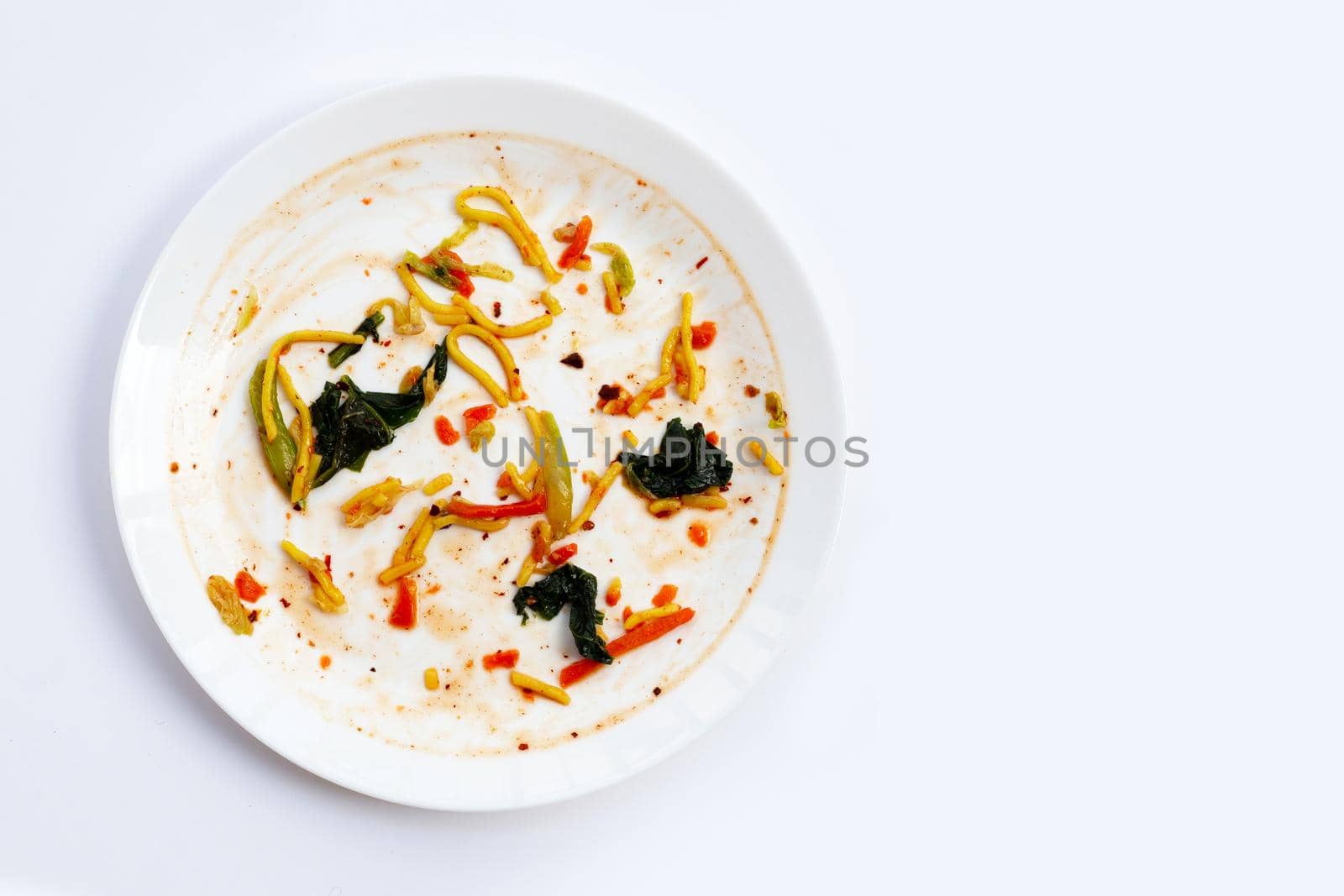 Dirty dish on dark background.