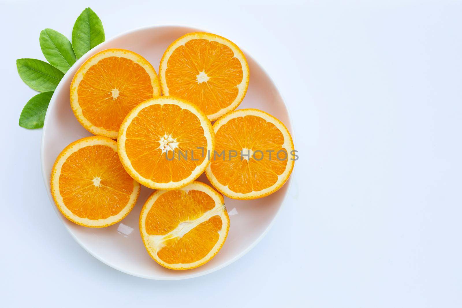 High vitamin C, Juicy and sweet. Fresh orange fruit on white background.