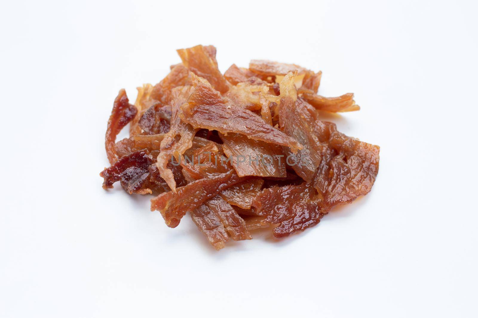 Fried pork on white background.
