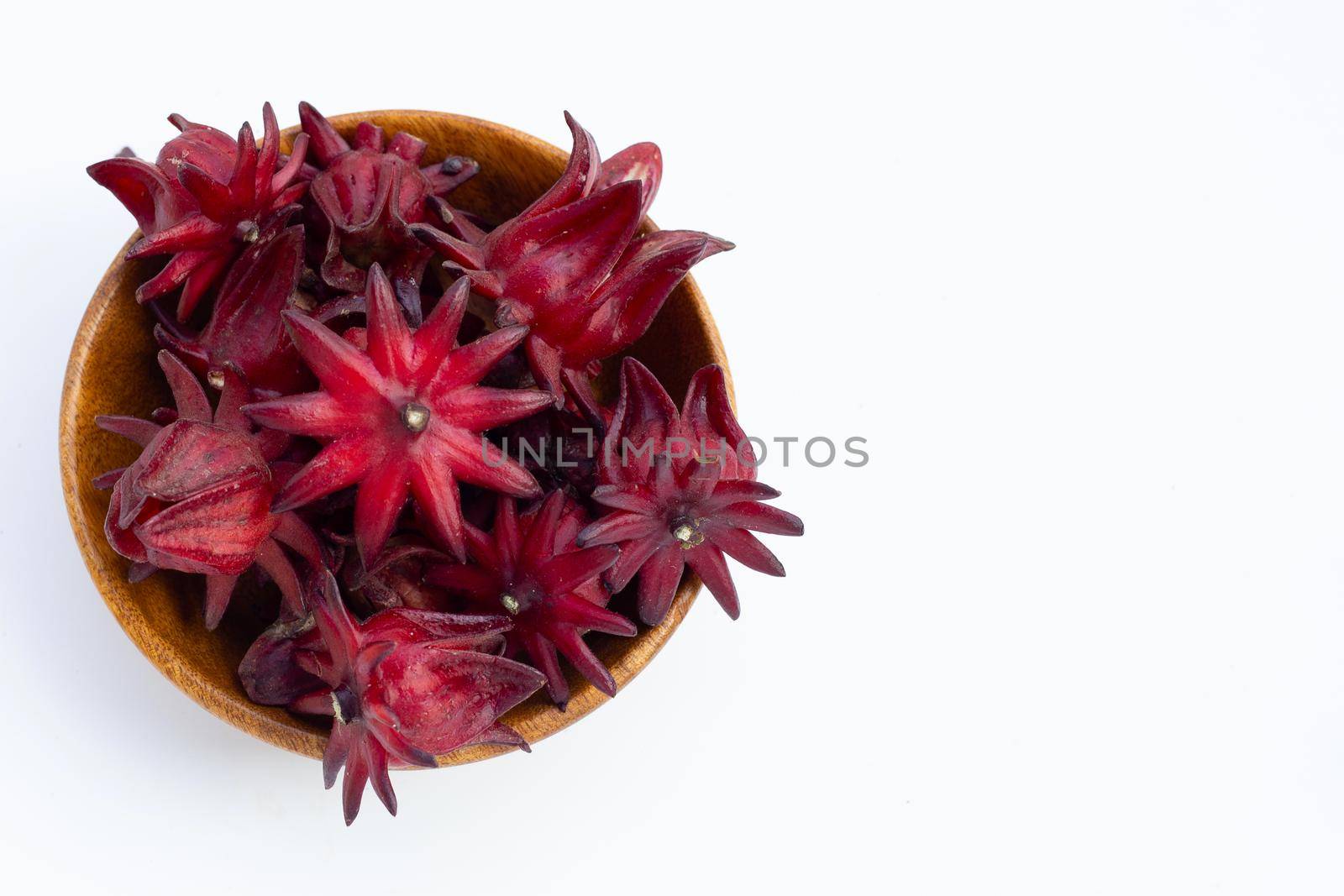 Roselle flower isolated on white background.