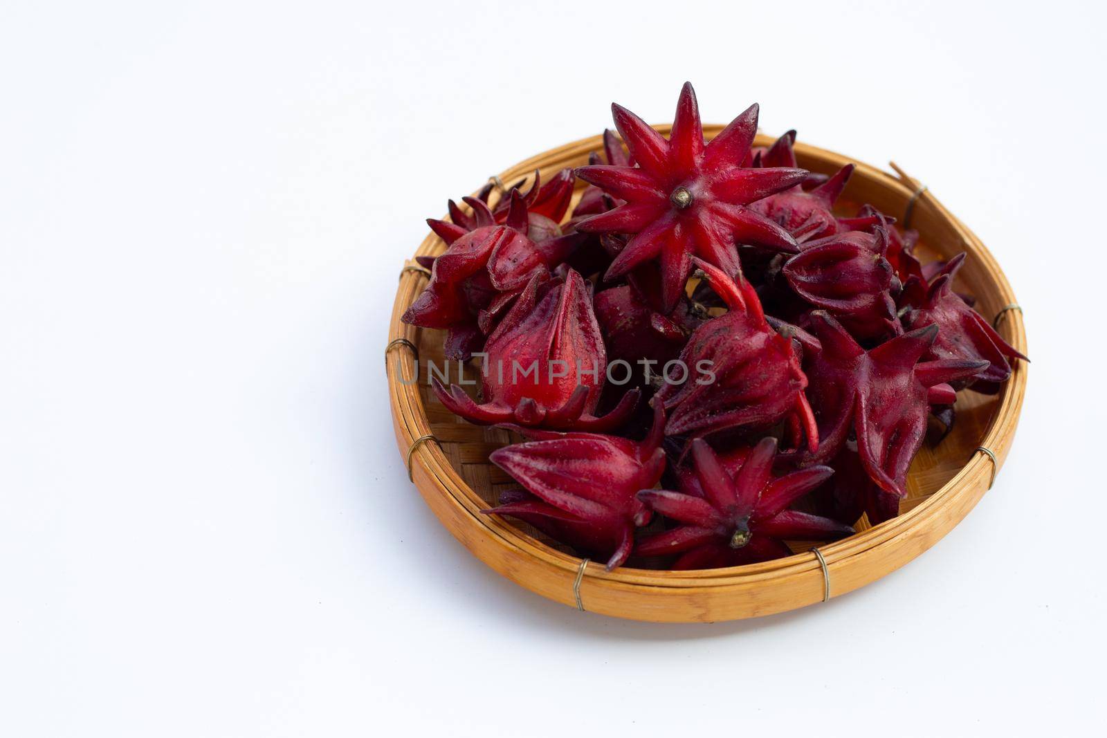 Roselle flower isolated on white background.