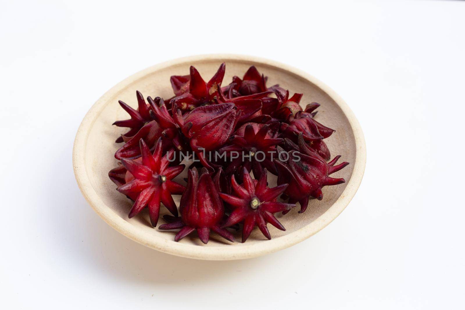 Roselle flower isolated on white background.