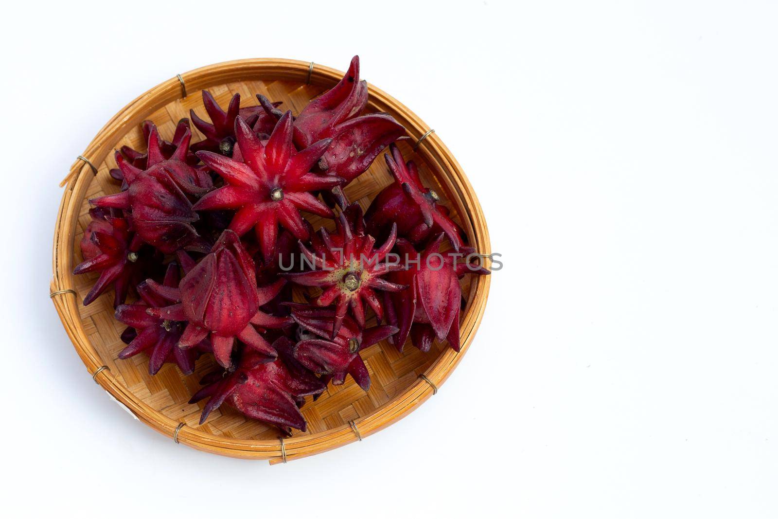 Roselle flower isolated on white background.