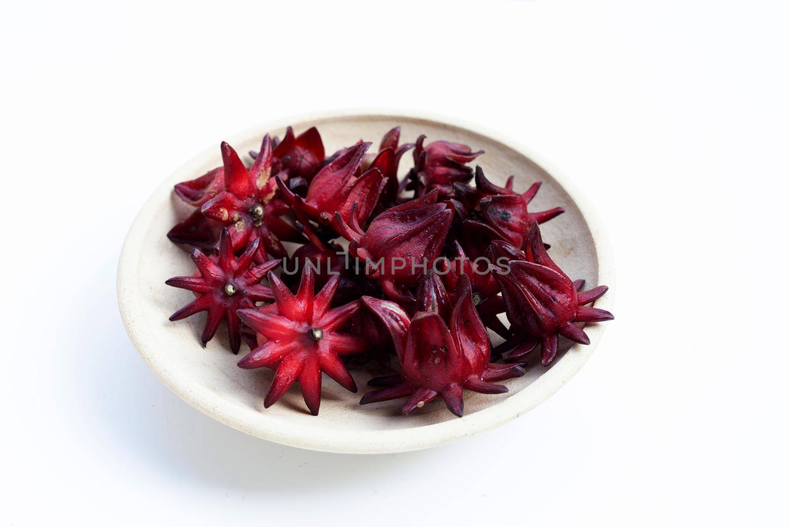 Roselle flower isolated on white background.
