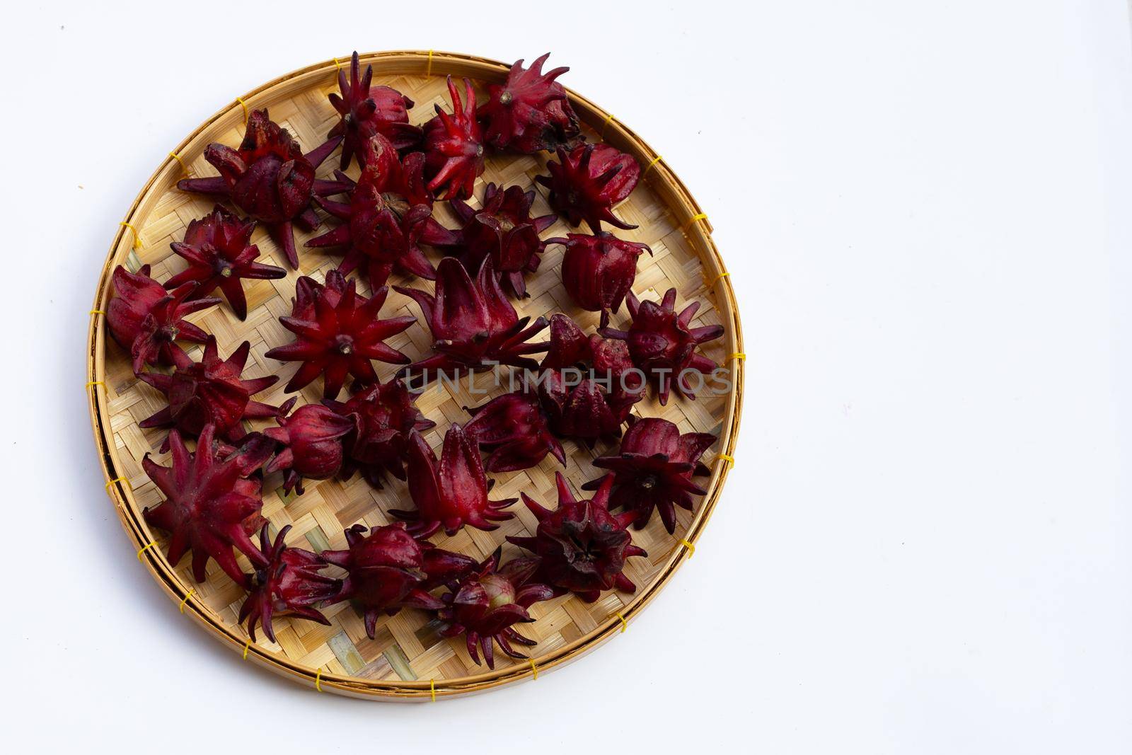 Roselle flower isolated on white background.