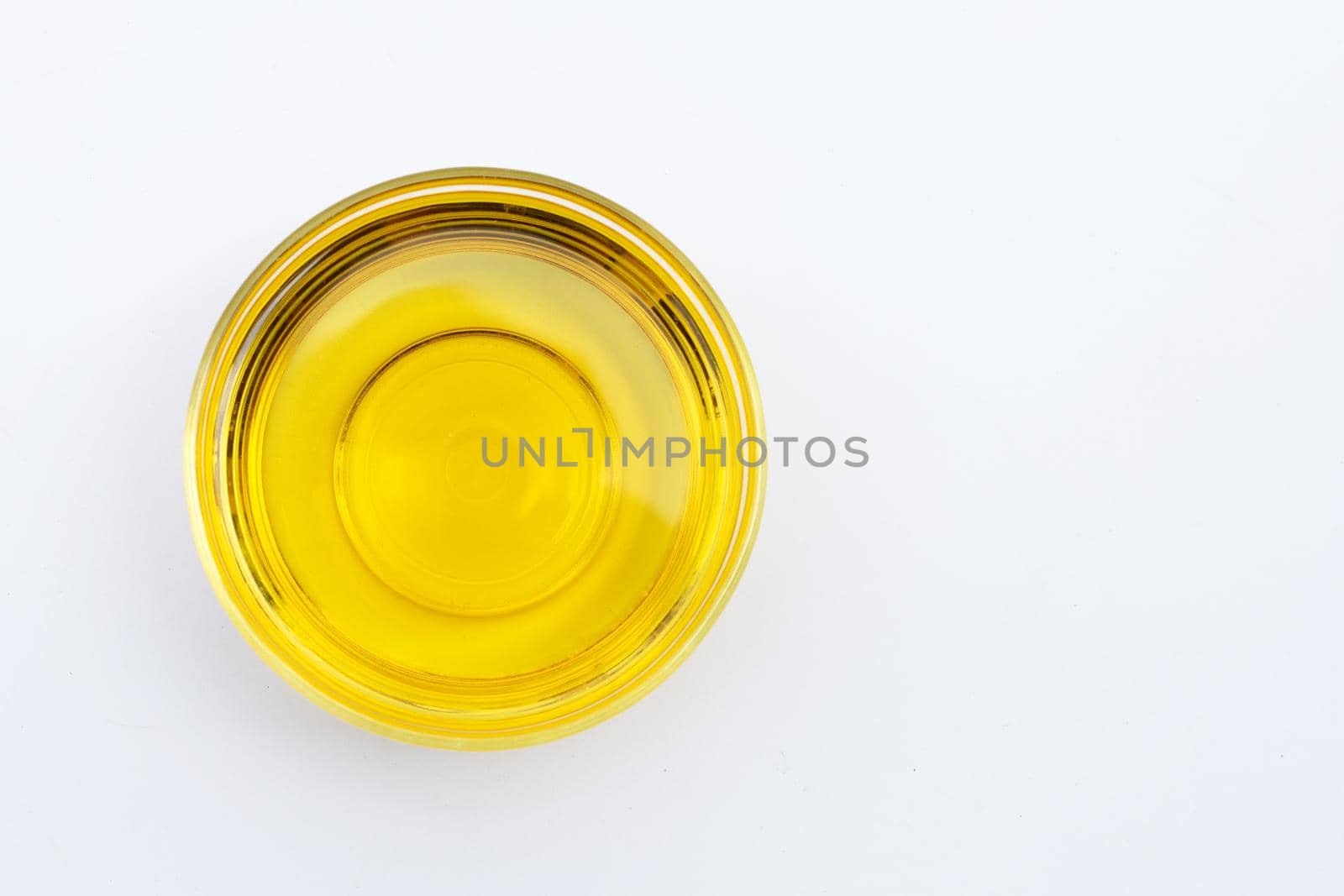 Rice bran oil on white background.