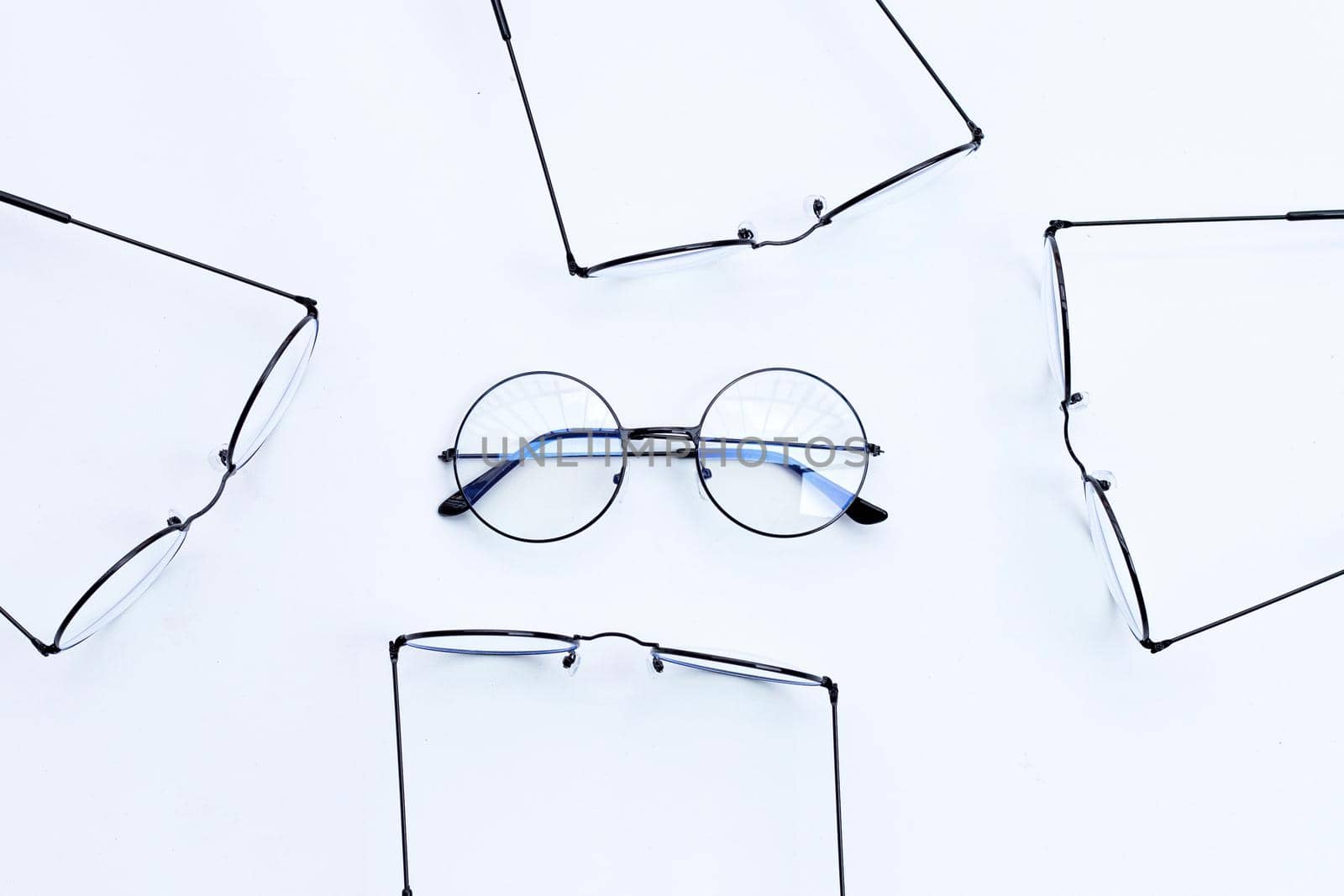 Eye Glasses on white background. Copy space