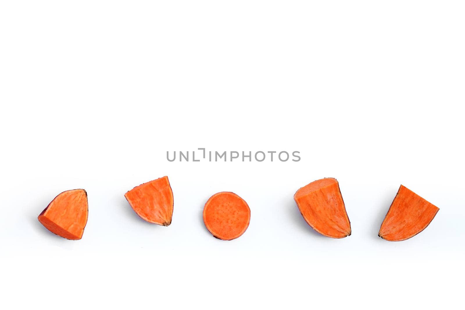 Sweet potato on white background. Top view
