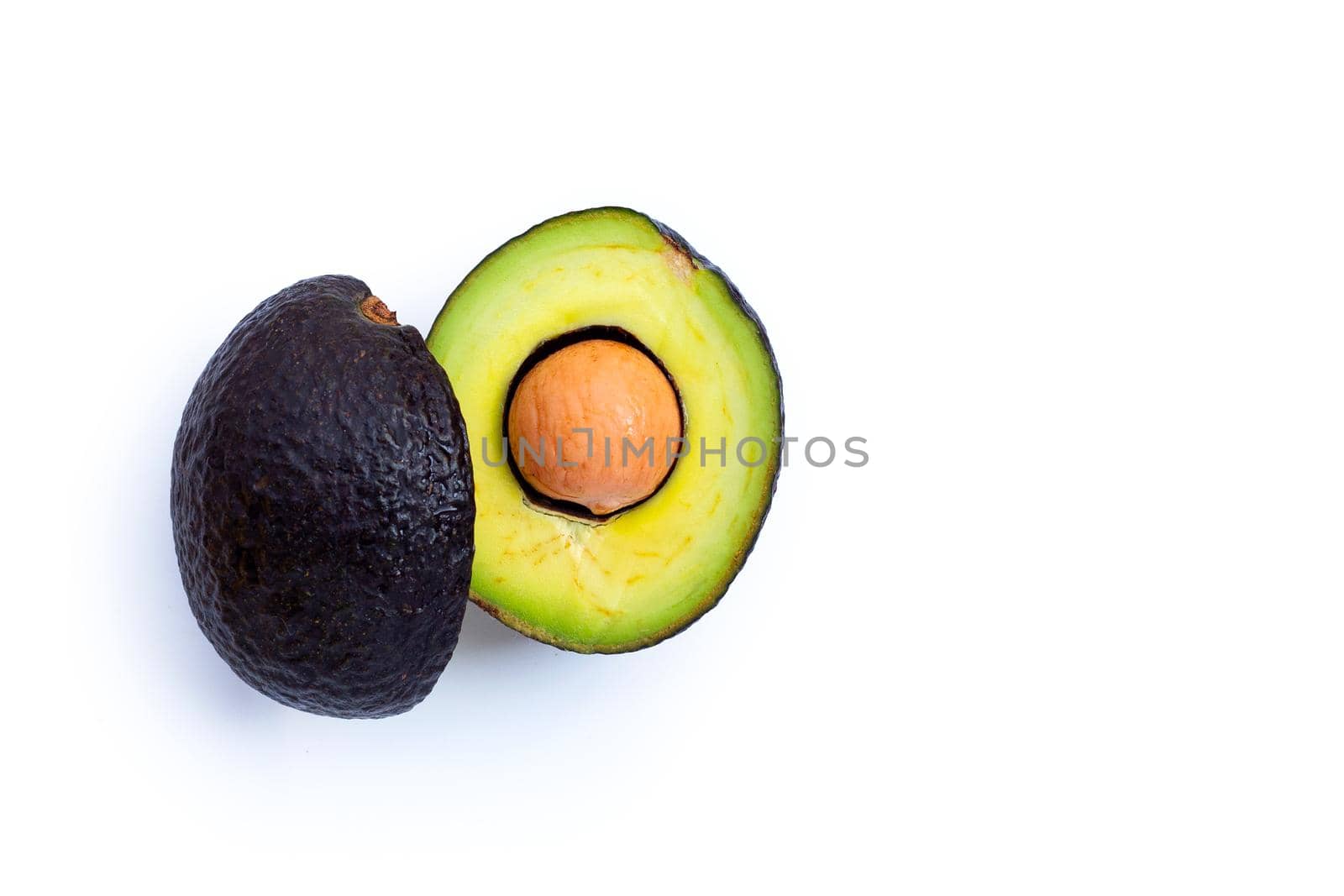 Avocado on white background. Copy space