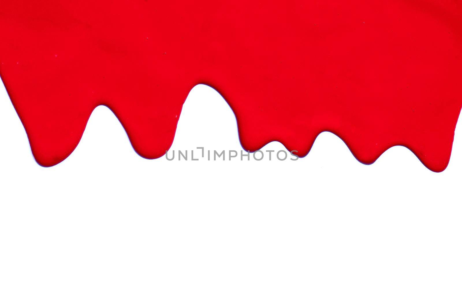 Paint red color dripping, Color cropping on white background 