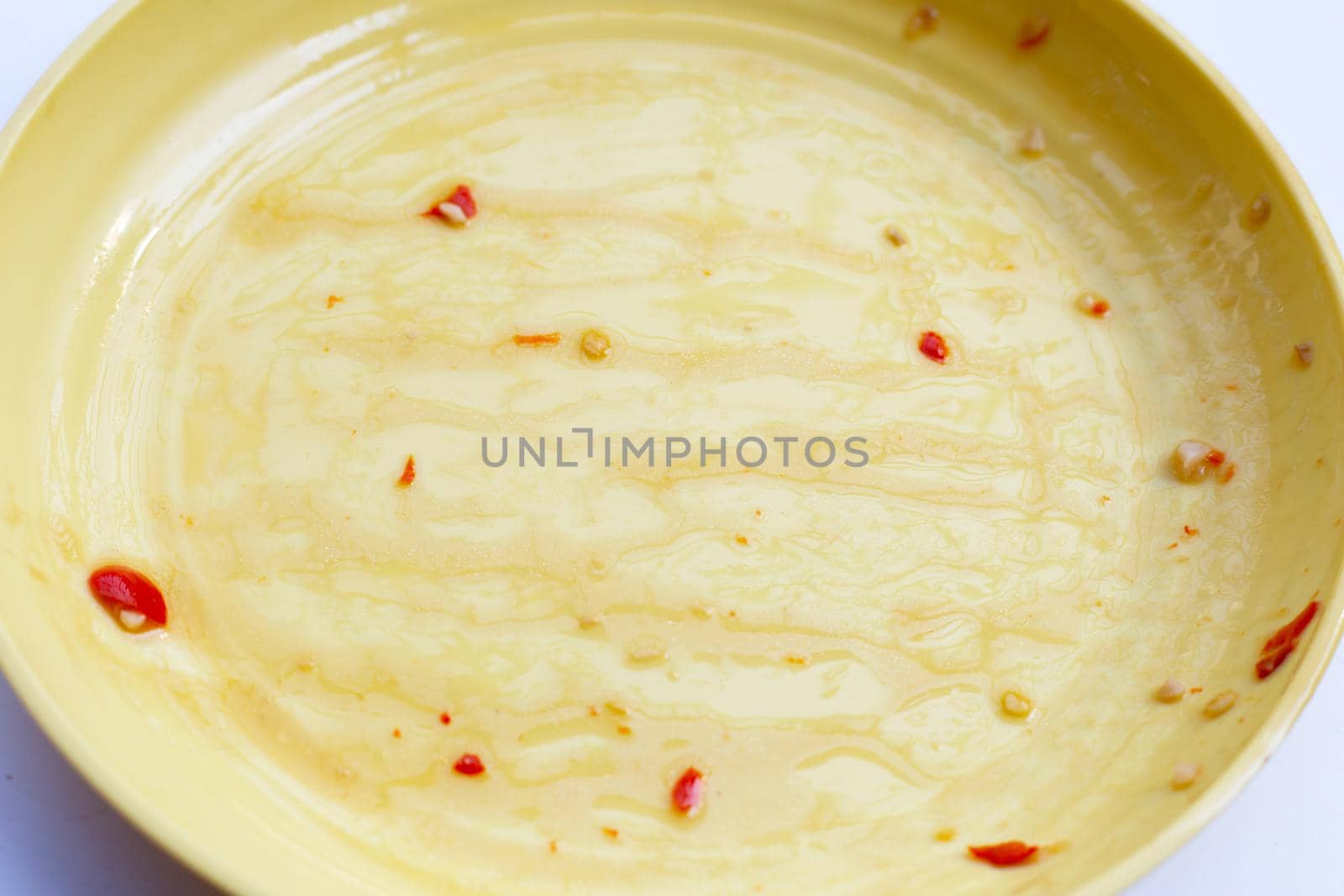 Dirty dish on white background. 