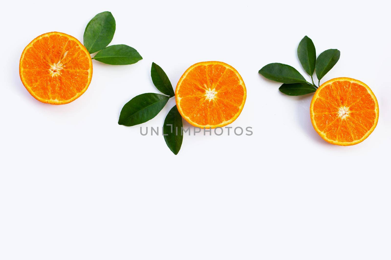 High vitamin C, Juicy and sweet. Fresh orange fruit on white background.
