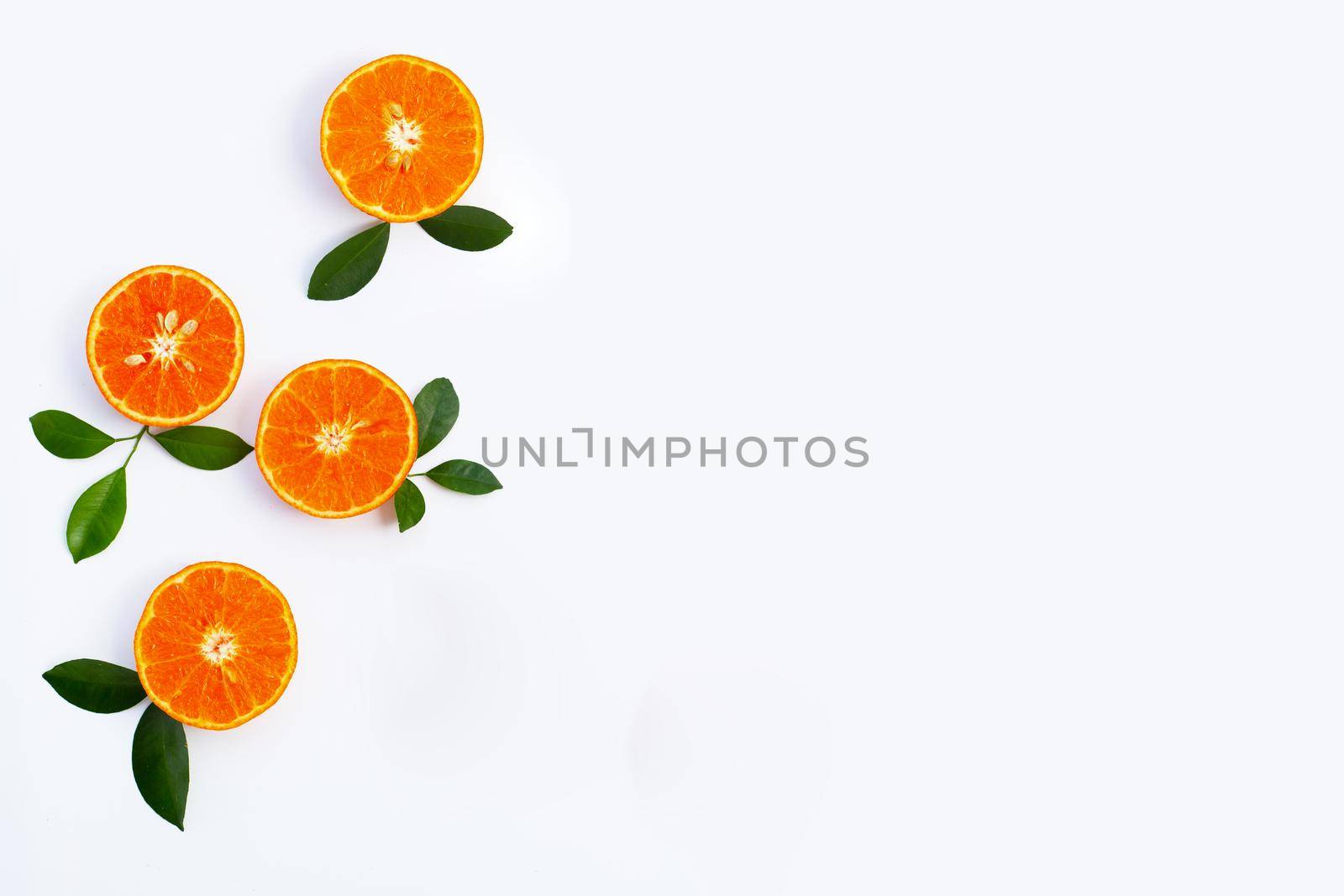 High vitamin C, Juicy and sweet. Fresh orange fruit on white background.