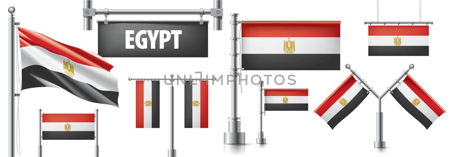 Vector set of the national flag of Egypt in various creative designs.