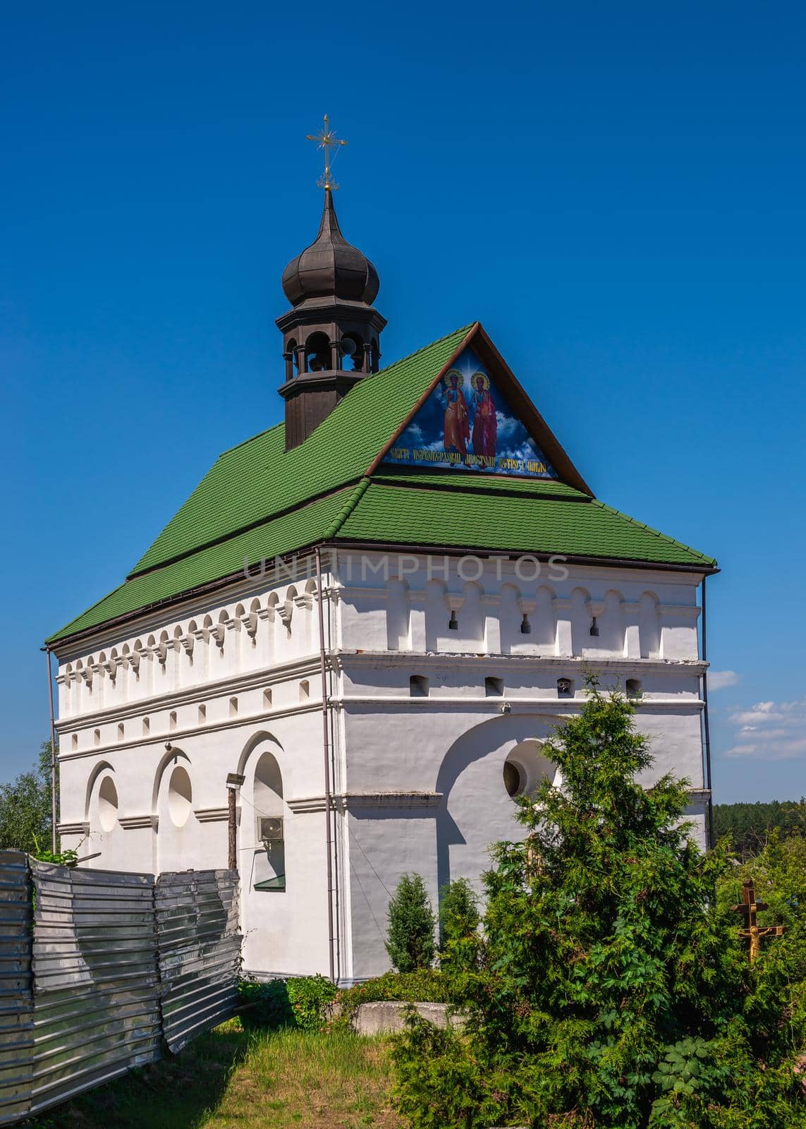 Chyhyryn, Ukraine 07.12.2020. St. Peter and St. Paul Church near the Bohdan Khmelnytskyi residence in Chyhyryn, Ukraine, on a sunny summer day