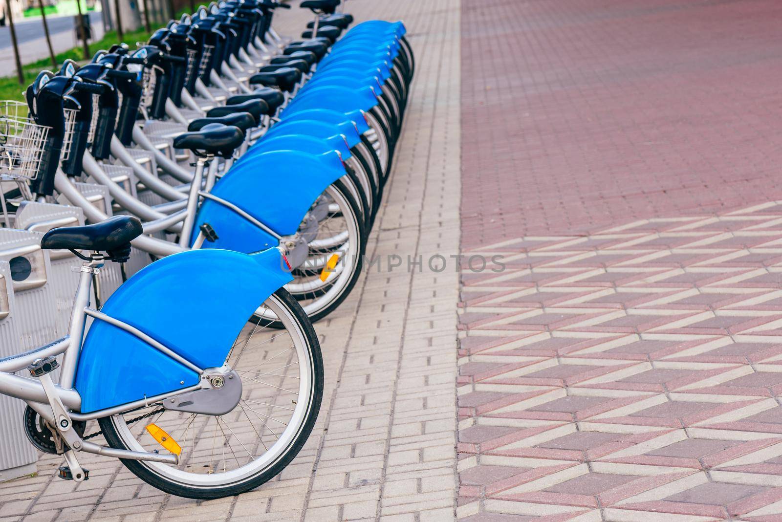 Parked Bicycles on Rental Station. by Seva_blsv