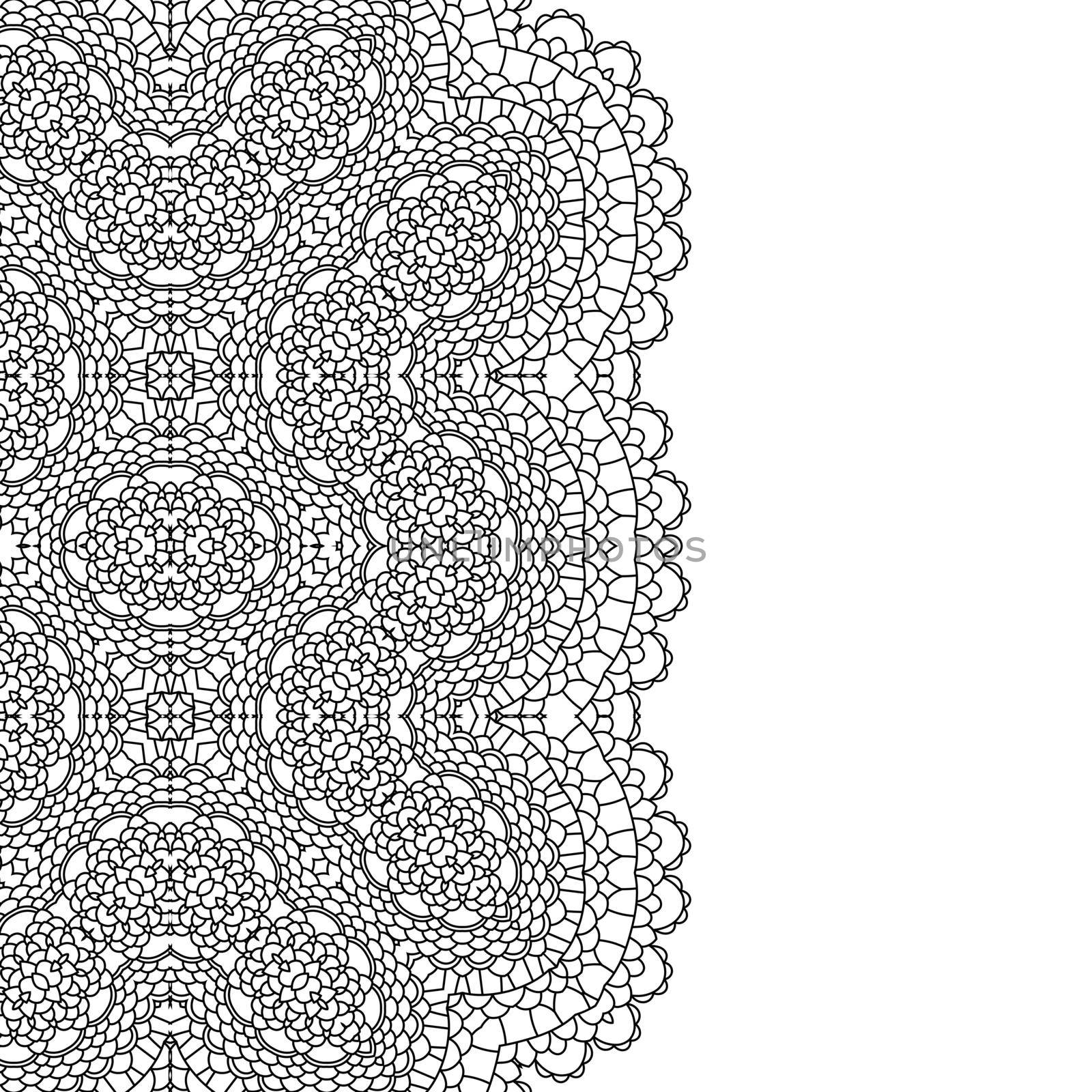 Mandala. Round Ornament Pattern. Vintage black and white decorative elements. Hand drawn background. Islam, Arabic, Indian, ottoman motifs. Isolated on white background.