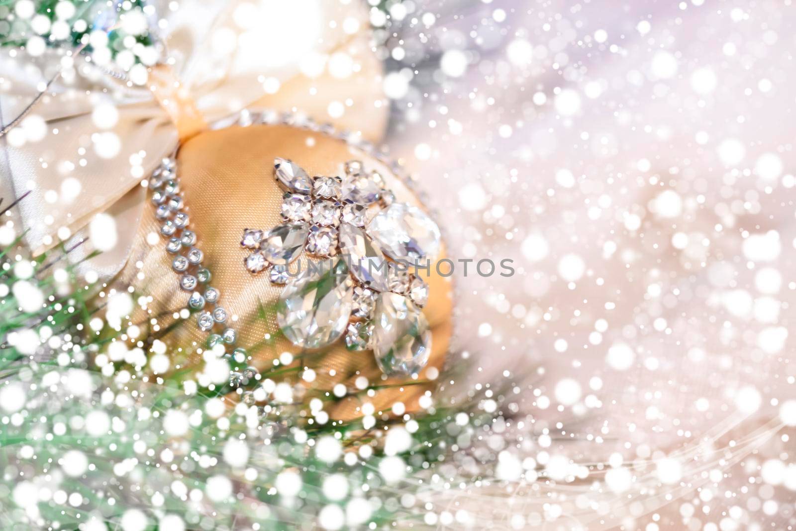 Beautiful Christmas ball for Christmas tree. Ball in rhinestones. New year's greetings, greeting card, calendar. 