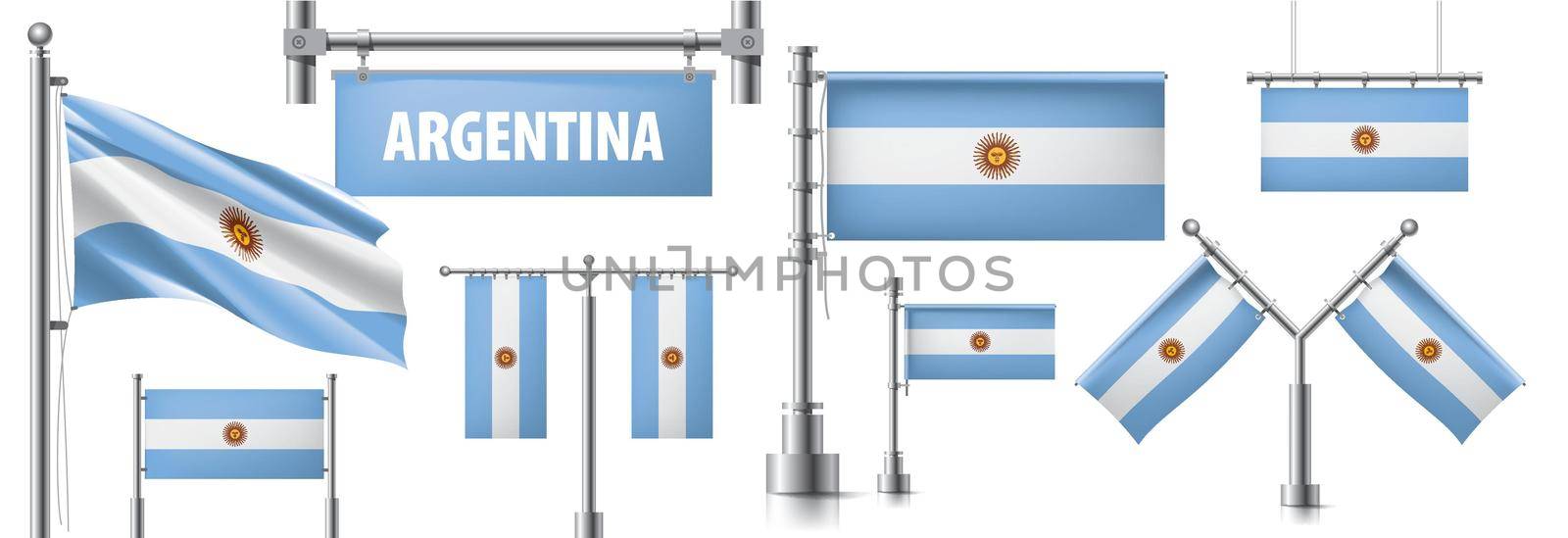 Vector set of the national flag of Argentina in various creative designs.