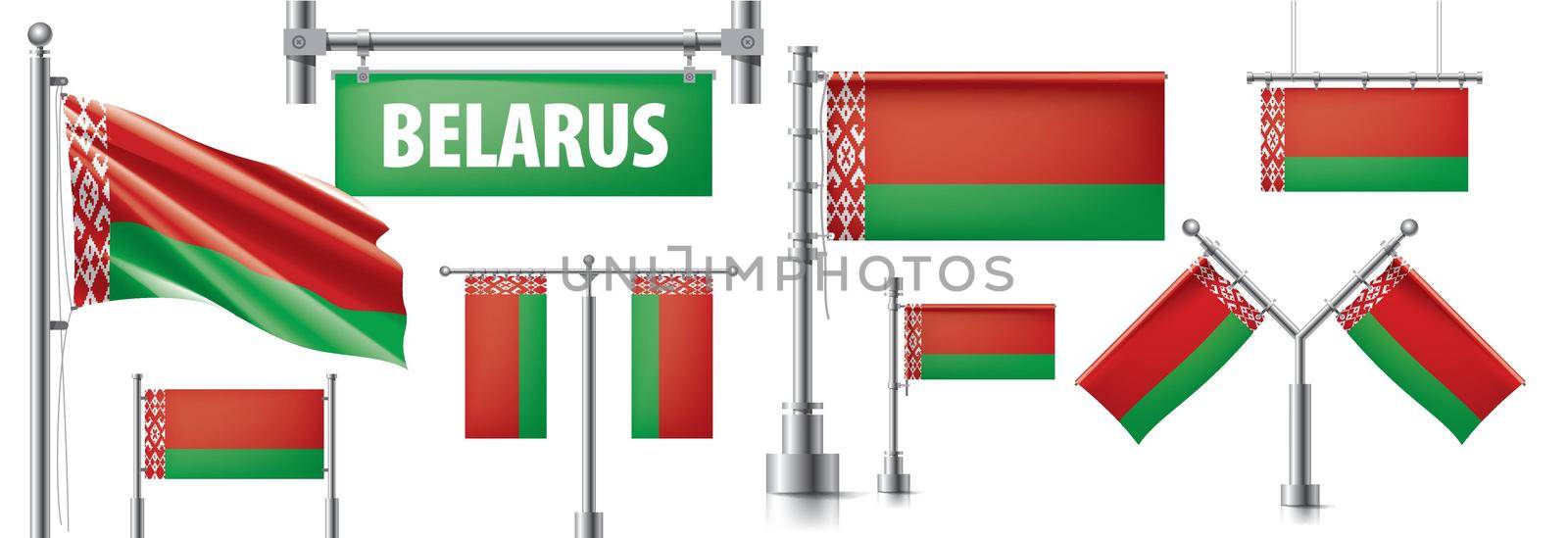 Vector set of the national flag of Belarus in various creative designs by butenkow