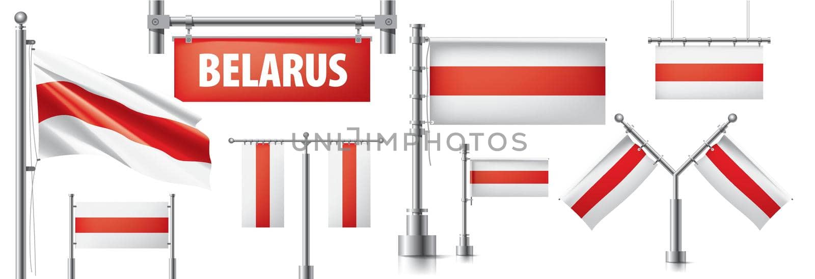 Vector set of the national flag of Belarus in various creative designs by butenkow