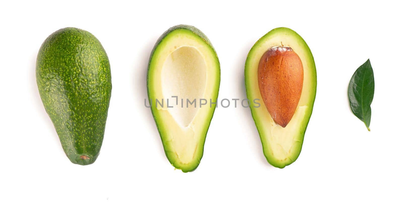 avocado, clipping path, isolated on white background full depth of field . by aprilphoto