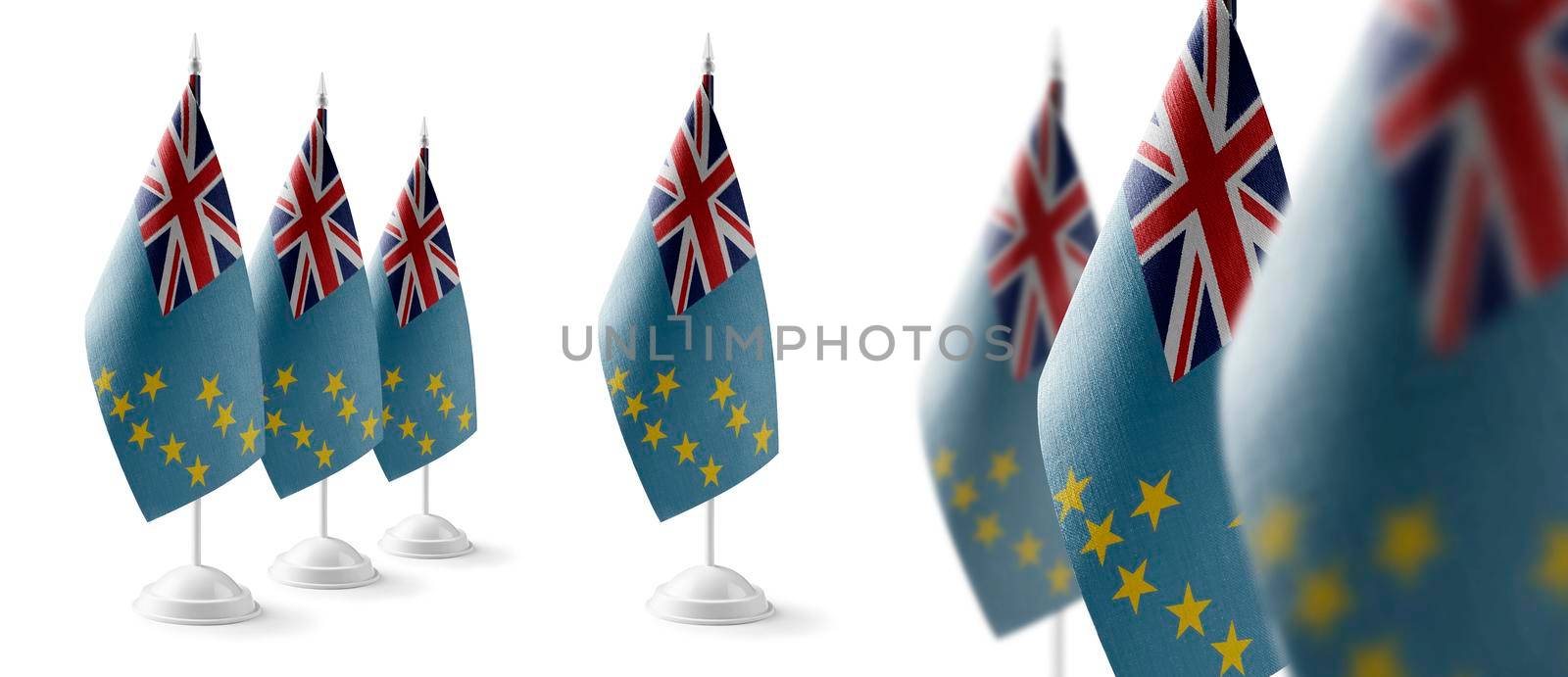 Set of Tuvalu national flags on a white background.