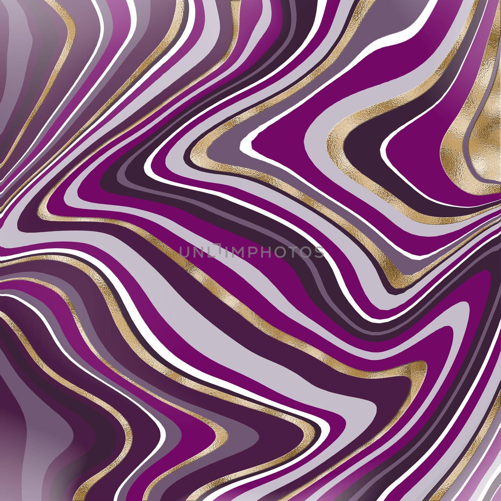 Purple abstract pattern. Textured marble agate trendy pattern with gold veins. Fluid marbling effect. Illustration