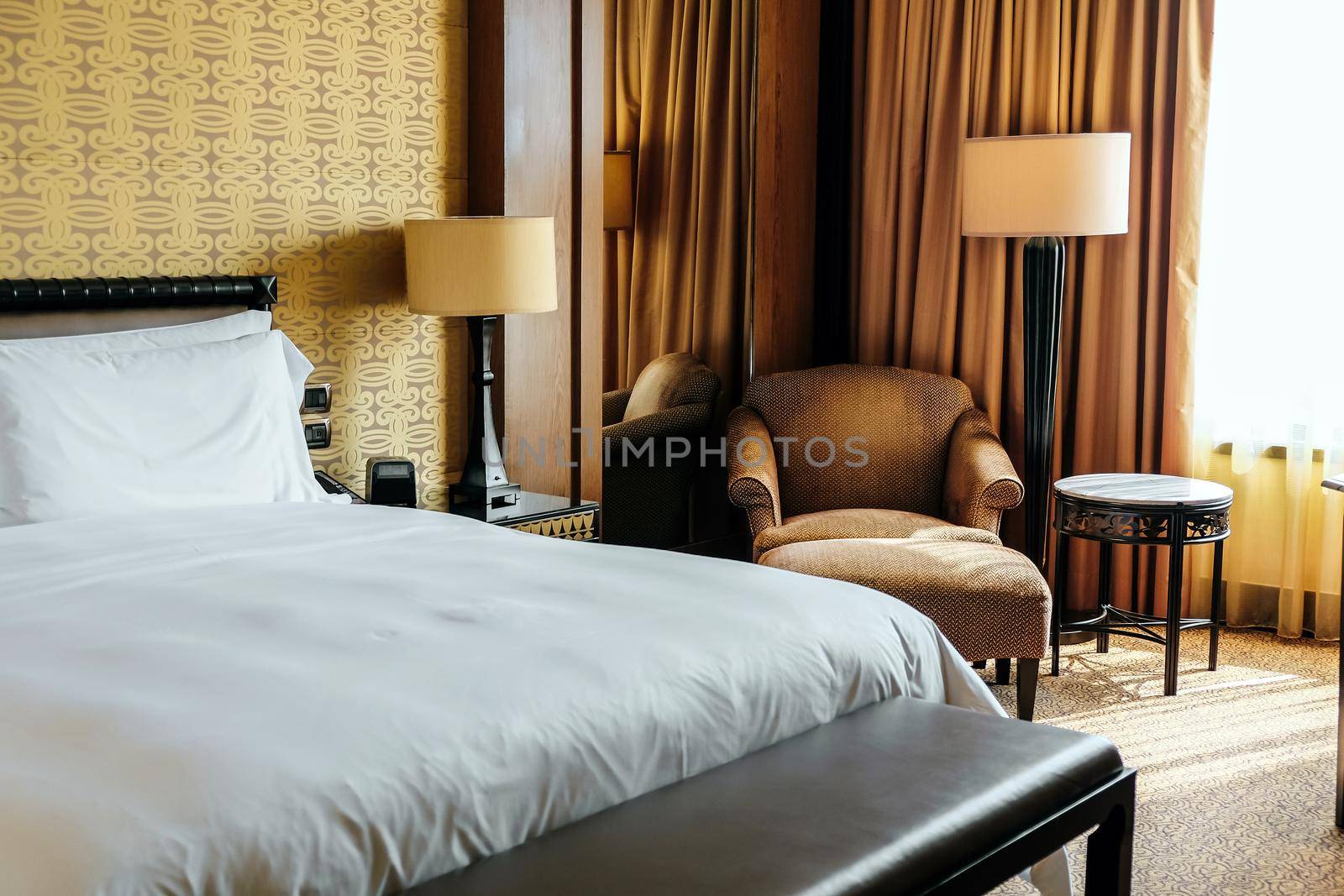 Interior of a Luxury Bedroom in Five star hotel room