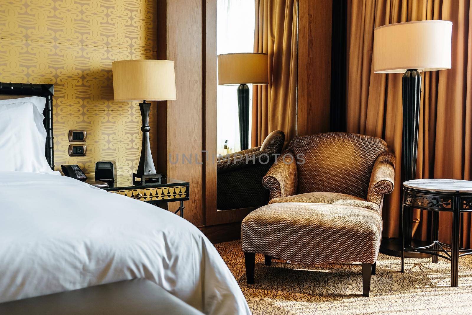 Interior of a Luxury Bedroom in Five star hotel room