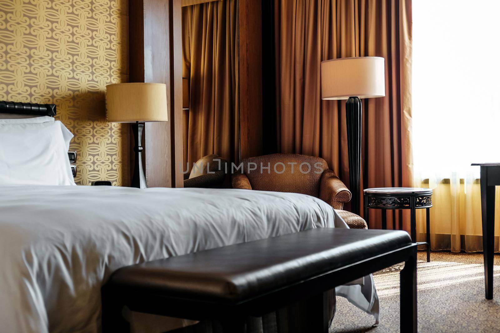 Interior of a Luxury Bedroom in Five star hotel room