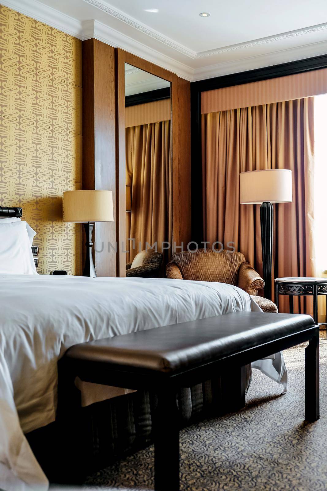 Luxury Bedroom in Five star hotel room by ponsulak