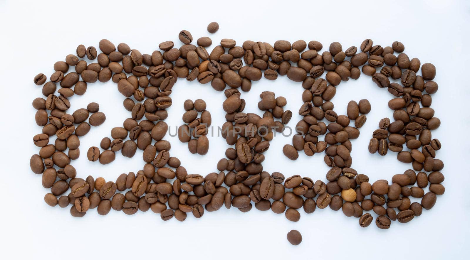 The numbers 2022 on the background of coffee beans. New Year's Eve 2022.New Year's calendar.