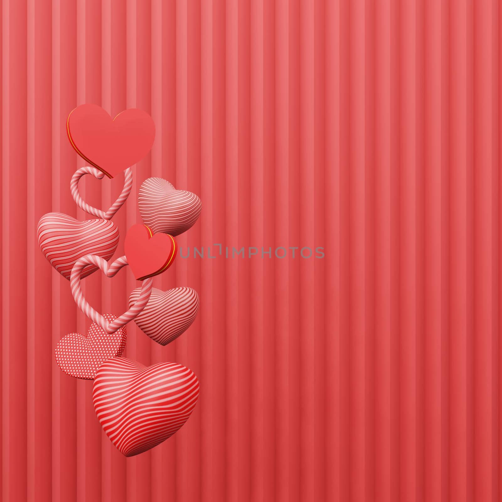 Beautiful heart sharp floating stack red background copy space by eaglesky