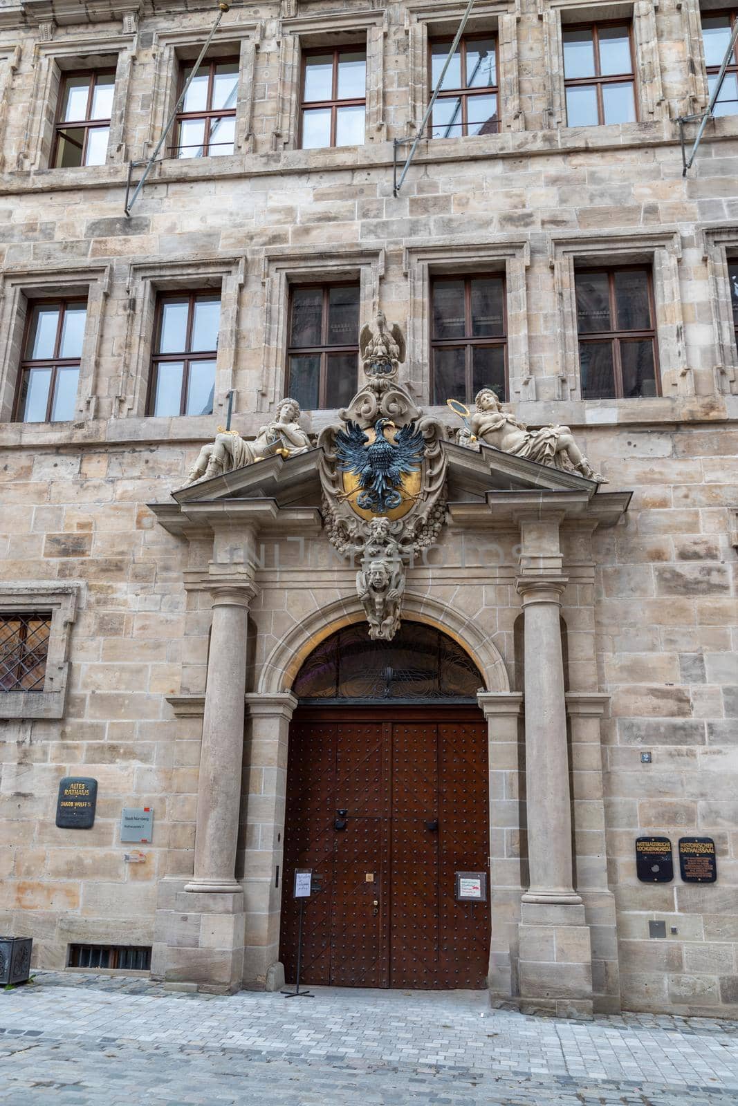 Entrance of the old town hall  in Nuremberg, Bavaria, Germany  in autunm