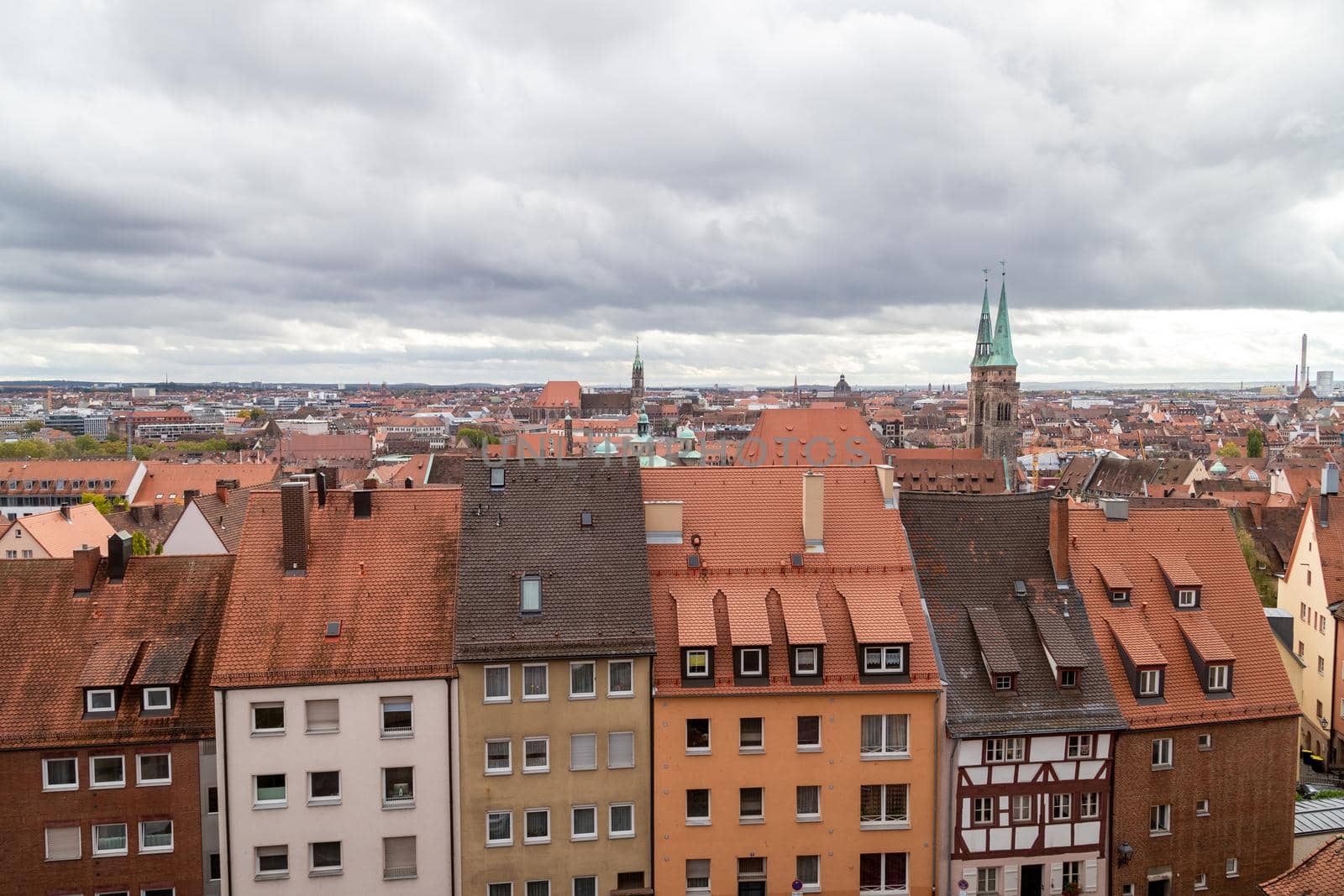 View from Nuremberg castle at the old city of Nuremberg, Bavaria, Germany in autunm