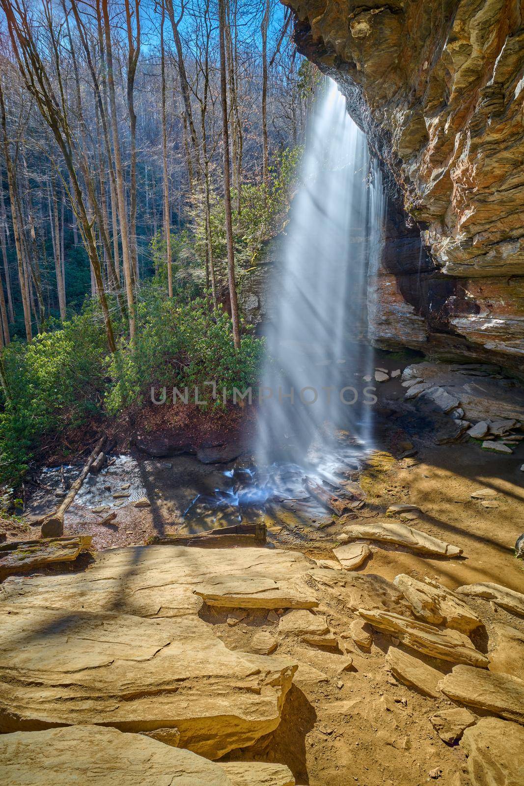 Side view of Moore Cove Waterfall in Pisgah National Forest near Brevard NC. by patrickstock