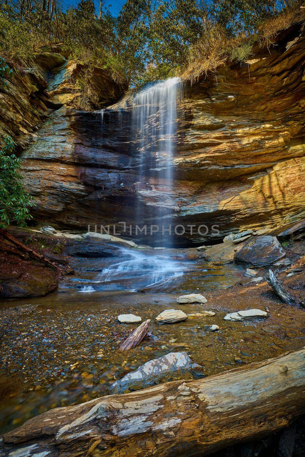 Moore Cove Waterfall in Pisgah National Forest near Brevard NC.