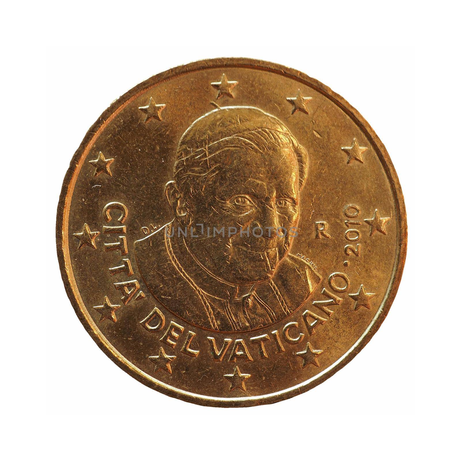 50 cents coin money (EUR), currency of European Union isolated over white background