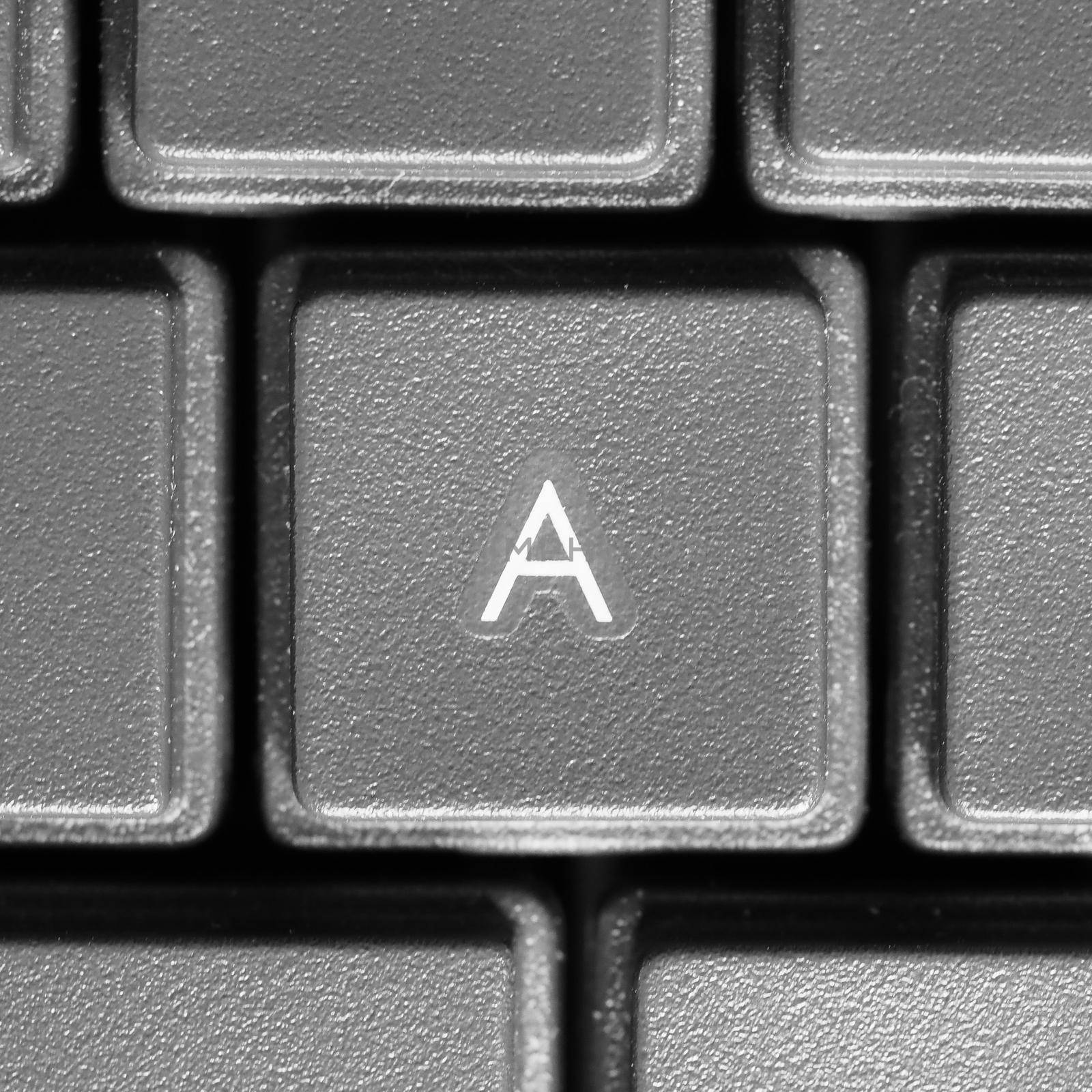 Letter A key on computer keyboard keypad